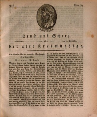 Ernst und Scherz oder Der alte Freimüthige Samstag 14. September 1816