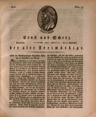 Ernst und Scherz oder Der alte Freimüthige Samstag 21. September 1816