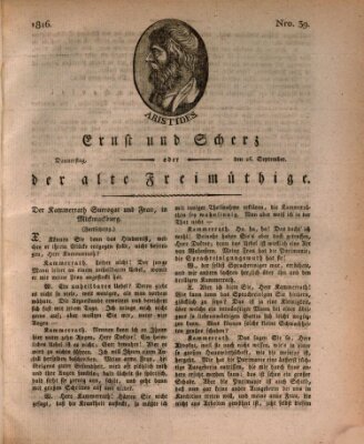 Ernst und Scherz oder Der alte Freimüthige Donnerstag 26. September 1816