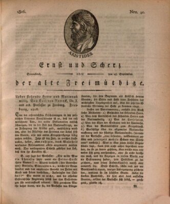 Ernst und Scherz oder Der alte Freimüthige Samstag 28. September 1816