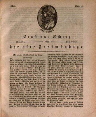 Ernst und Scherz oder Der alte Freimüthige Donnerstag 3. Oktober 1816