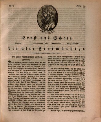 Ernst und Scherz oder Der alte Freimüthige Montag 7. Oktober 1816