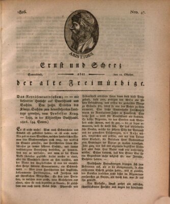 Ernst und Scherz oder Der alte Freimüthige Samstag 12. Oktober 1816