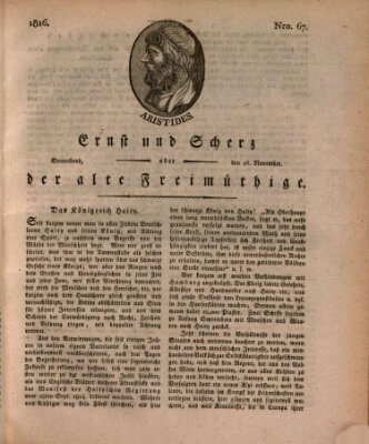 Ernst und Scherz oder Der alte Freimüthige Samstag 16. November 1816