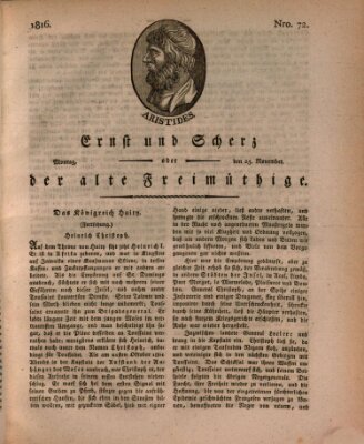 Ernst und Scherz oder Der alte Freimüthige Montag 25. November 1816