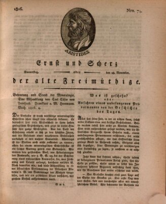 Ernst und Scherz oder Der alte Freimüthige Donnerstag 28. November 1816