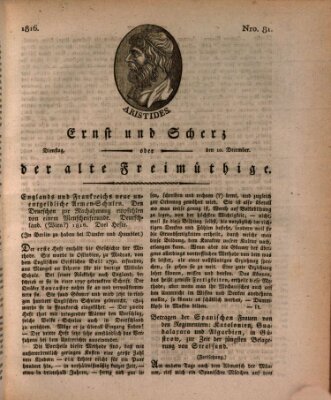 Ernst und Scherz oder Der alte Freimüthige Dienstag 10. Dezember 1816