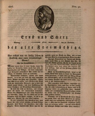 Ernst und Scherz oder Der alte Freimüthige Montag 30. Dezember 1816