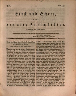 Ernst und Scherz oder Der alte Freimüthige Samstag 11. Januar 1817