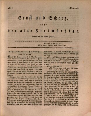 Ernst und Scherz oder Der alte Freimüthige Samstag 18. Januar 1817