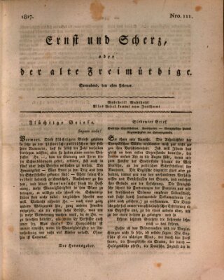 Ernst und Scherz oder Der alte Freimüthige Samstag 1. Februar 1817