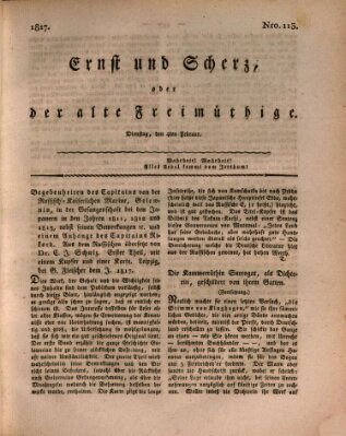 Ernst und Scherz oder Der alte Freimüthige Dienstag 4. Februar 1817