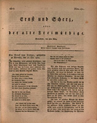 Ernst und Scherz oder Der alte Freimüthige Samstag 8. März 1817