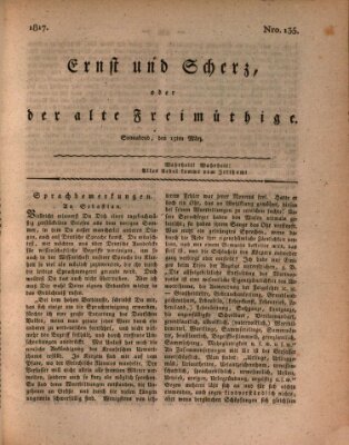 Ernst und Scherz oder Der alte Freimüthige Samstag 15. März 1817