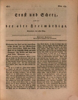 Ernst und Scherz oder Der alte Freimüthige Samstag 22. März 1817