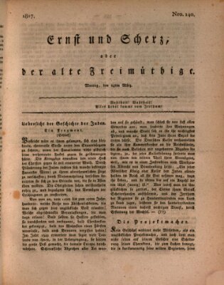 Ernst und Scherz oder Der alte Freimüthige Montag 24. März 1817