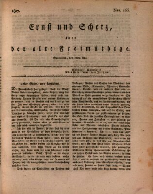 Ernst und Scherz oder Der alte Freimüthige Samstag 17. Mai 1817