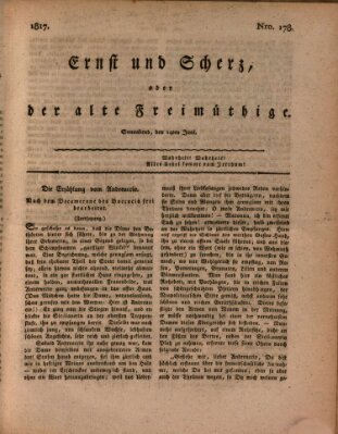 Ernst und Scherz oder Der alte Freimüthige Samstag 14. Juni 1817