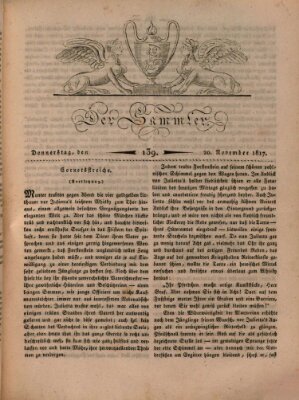 Der Sammler Donnerstag 20. November 1817