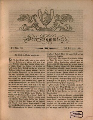 Der Sammler Dienstag 26. Februar 1833