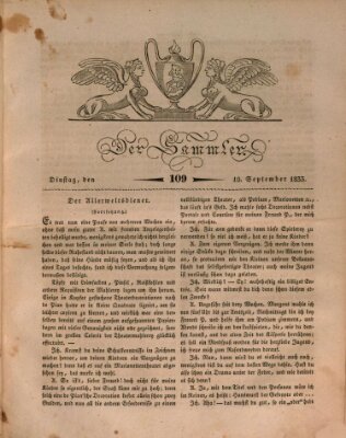 Der Sammler Dienstag 10. September 1833