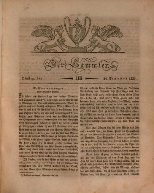 Der Sammler Dienstag 24. September 1833