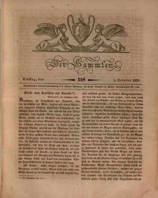 Der Sammler Dienstag 1. Oktober 1833