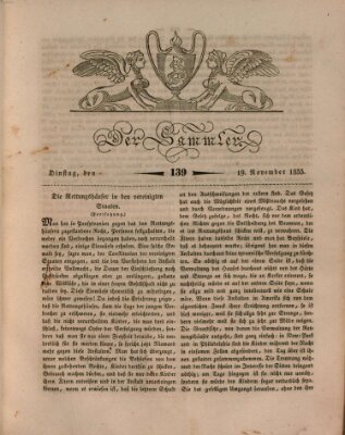 Der Sammler Dienstag 19. November 1833