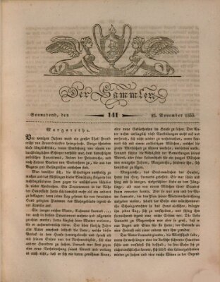 Der Sammler Samstag 23. November 1833