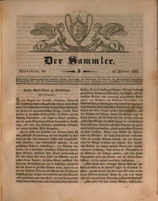 Der Sammler Samstag 10. Januar 1835