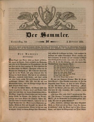 Der Sammler Donnerstag 5. Februar 1835