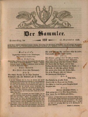 Der Sammler Donnerstag 17. September 1835