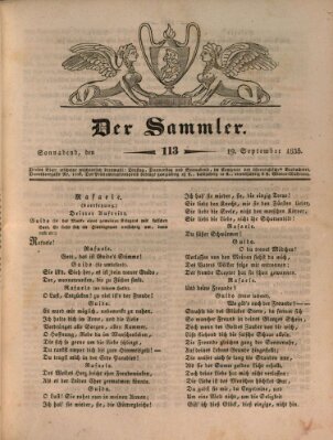 Der Sammler Samstag 19. September 1835