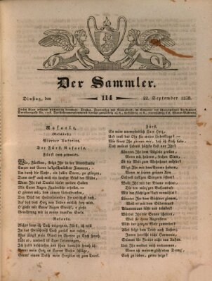 Der Sammler Dienstag 22. September 1835