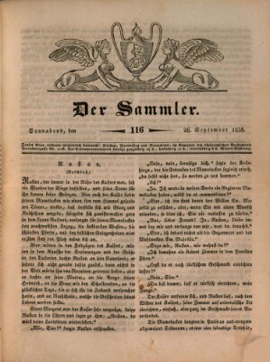 Der Sammler Samstag 26. September 1835