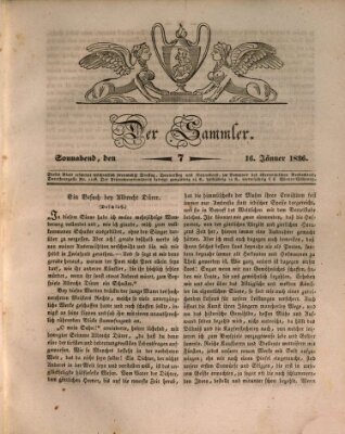 Der Sammler Samstag 16. Januar 1836