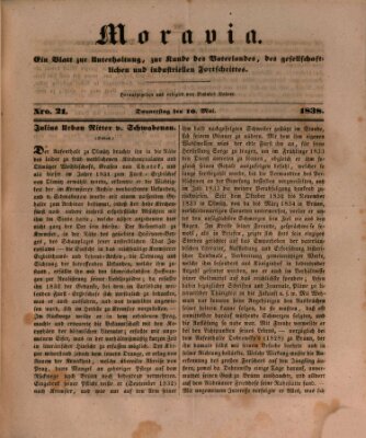 Moravia Donnerstag 10. Mai 1838