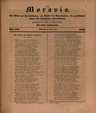 Moravia Montag 29. Juli 1839