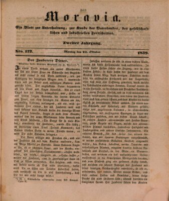 Moravia Montag 21. Oktober 1839