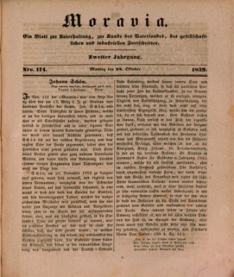 Moravia Montag 28. Oktober 1839