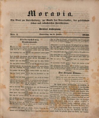 Moravia Donnerstag 2. Januar 1840