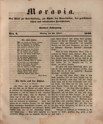 Moravia Montag 20. Januar 1840