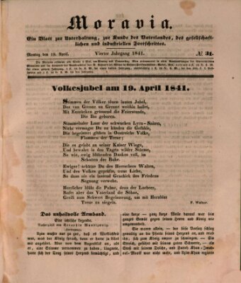 Moravia Monday 19. April 1841