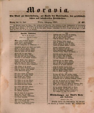 Moravia Montag 14. Juni 1841