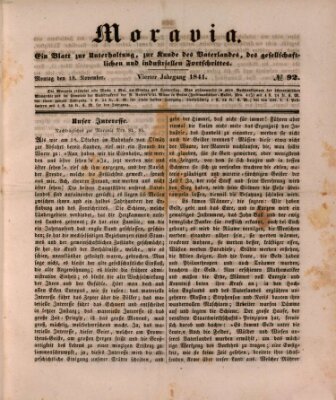 Moravia Donnerstag 18. November 1841