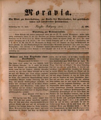 Moravia Donnerstag 16. Juni 1842