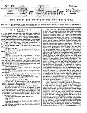 Der Sammler (Augsburger Abendzeitung) Mittwoch 3. September 1845