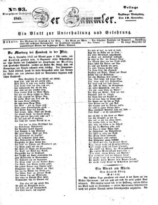 Der Sammler (Augsburger Abendzeitung) Mittwoch 19. November 1845