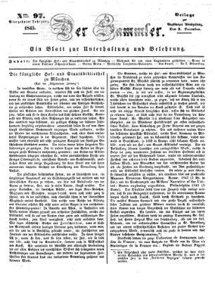 Der Sammler (Augsburger Abendzeitung) Mittwoch 3. Dezember 1845