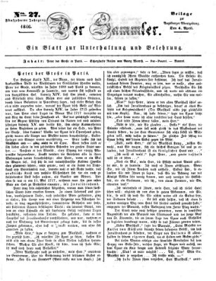 Der Sammler (Augsburger Abendzeitung) Samstag 4. April 1846